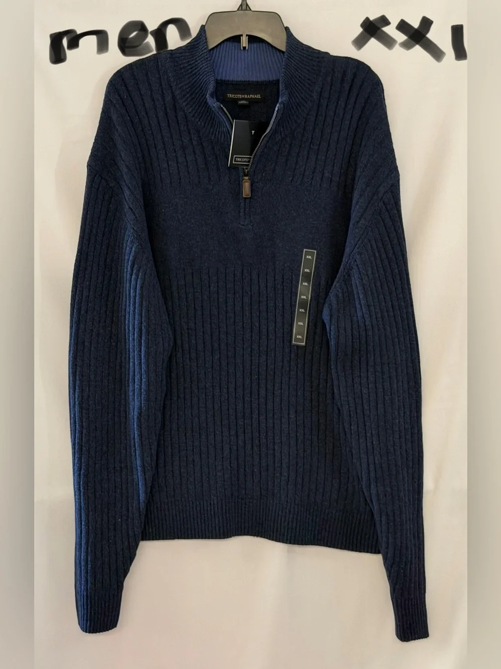 Tricot & Co. Men’s Navy Ribbed Quarter-Zip Sweater